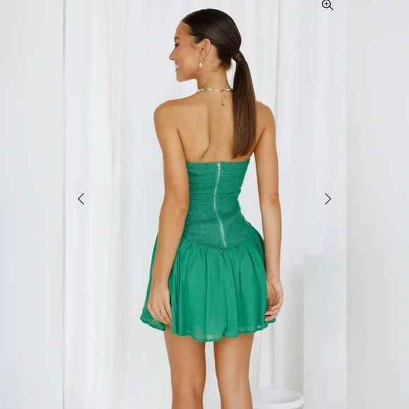 Let’s Get It Popping Strapless Green Dress with Cutout (Comes with Straps) - Picture 13 of 15